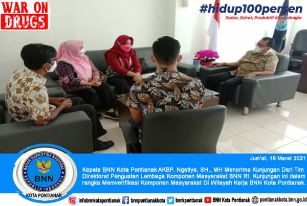 Kepala BNN Kota Pontianak Menerima Kunjungan Dari Tim Direktorat Penguatan Lembaga Komponen Masyarakat BNN RI