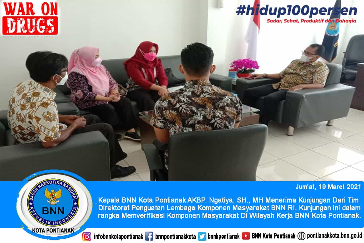 Kepala BNN Kota Pontianak Menerima Kunjungan Dari Tim Direktorat Penguatan Lembaga Komponen Masyarakat BNN RI Kepala BNN Kota Pontianak Menerima Kunjungan Dari Tim Direktorat Penguatan Lembaga Komponen Masyarakat BNN RI