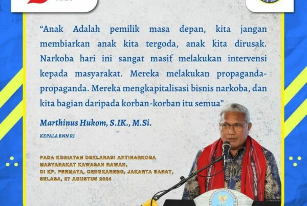 Kutipan dari Kepala BNN RI, Marthinus Hukom, S.I.K., M.Si jadi motivasi bagi kita semua untuk menghidari narkoba. Yuk, jangan sampai terjerumus ke dalam penyalahgunaan narkoba.